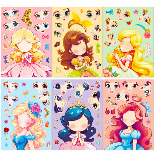 Girly Princess Make Your Own Face Stickers Kids DIY Princess Craft Stickers