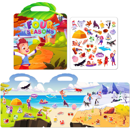 Kids Reusable Sticker Book Washable & Portable Activitiy Stickers