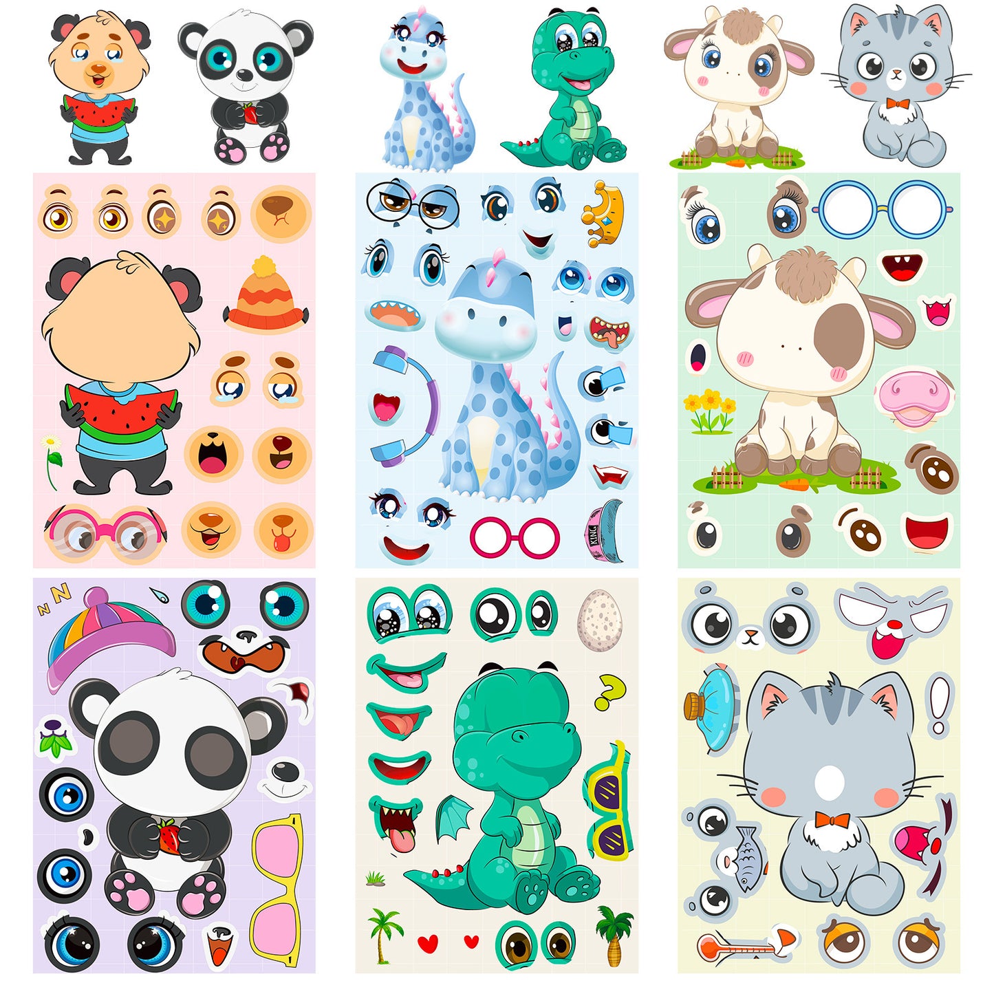 Cute Animal Make a Face Stickers DIY Animal Craft Kit For Toddlers