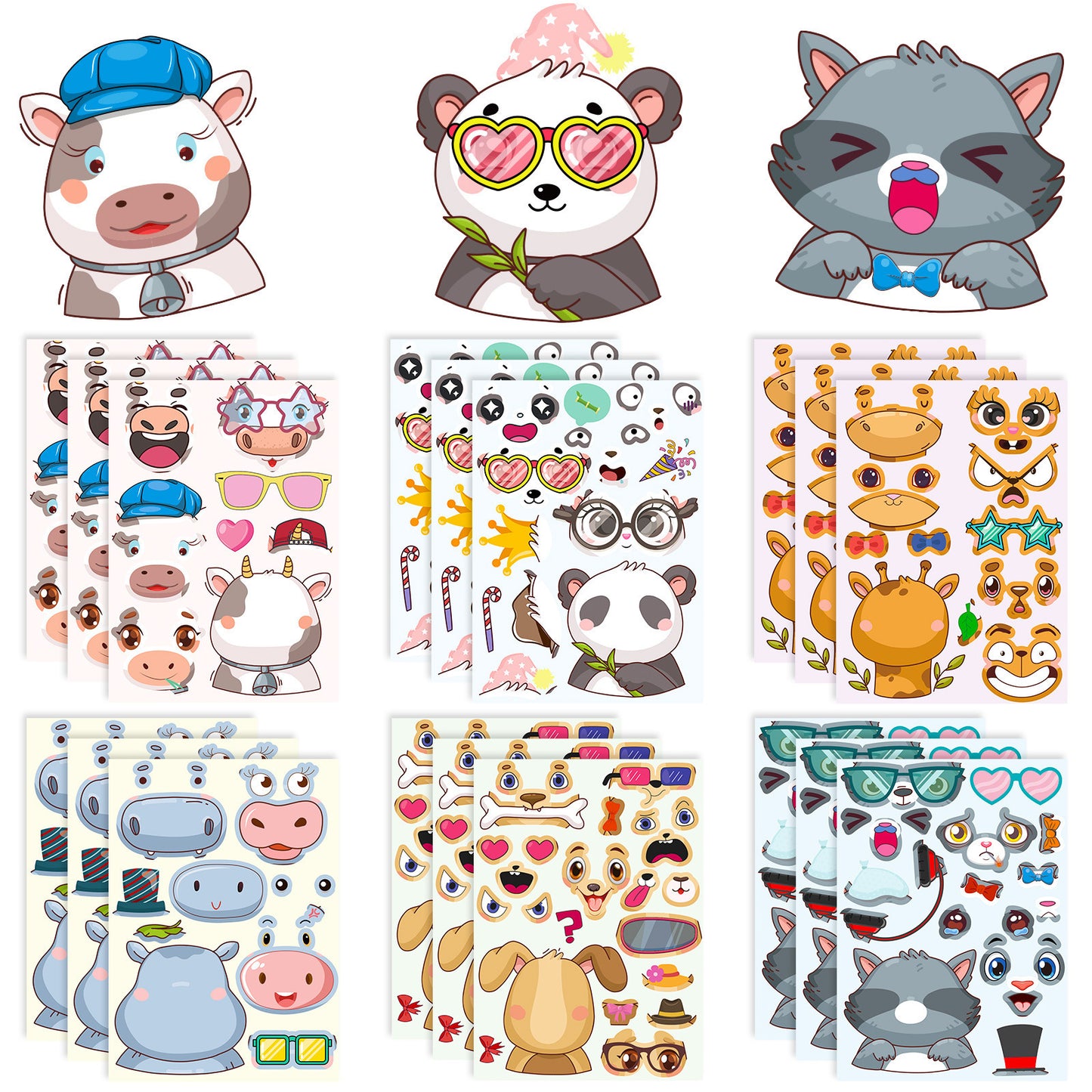 Cute Animal Make a Face Stickers DIY Animal Craft Kit For Toddlers