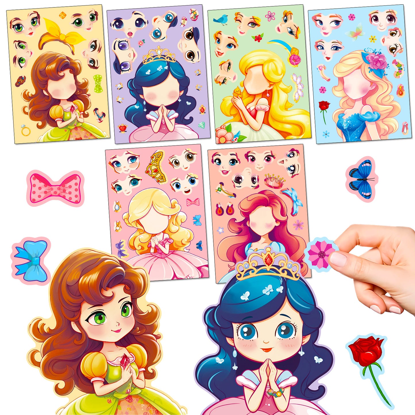 Girly Princess Make Your Own Face Stickers Kids DIY Princess Craft Stickers