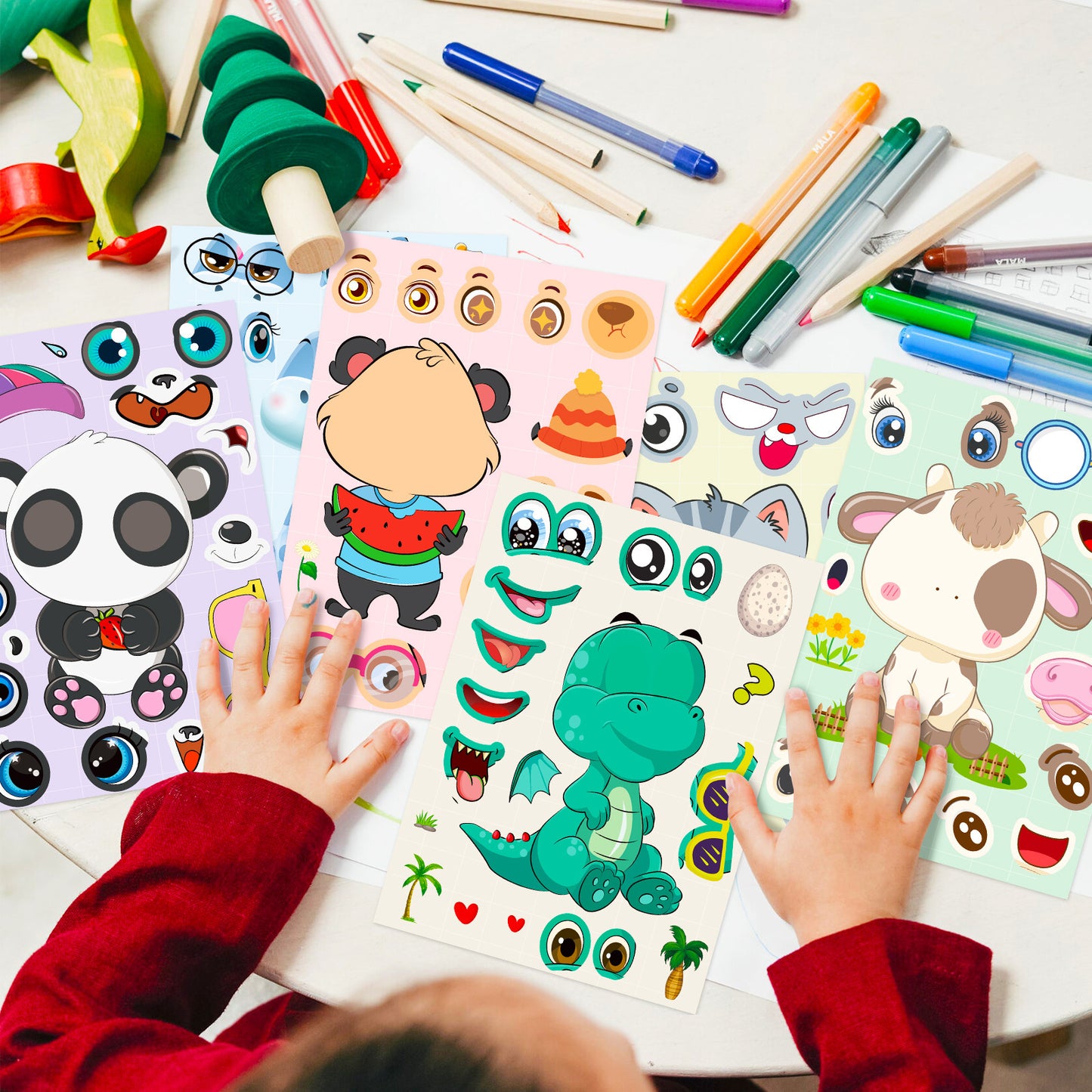 Cute Animal Make a Face Stickers DIY Animal Craft Kit For Toddlers