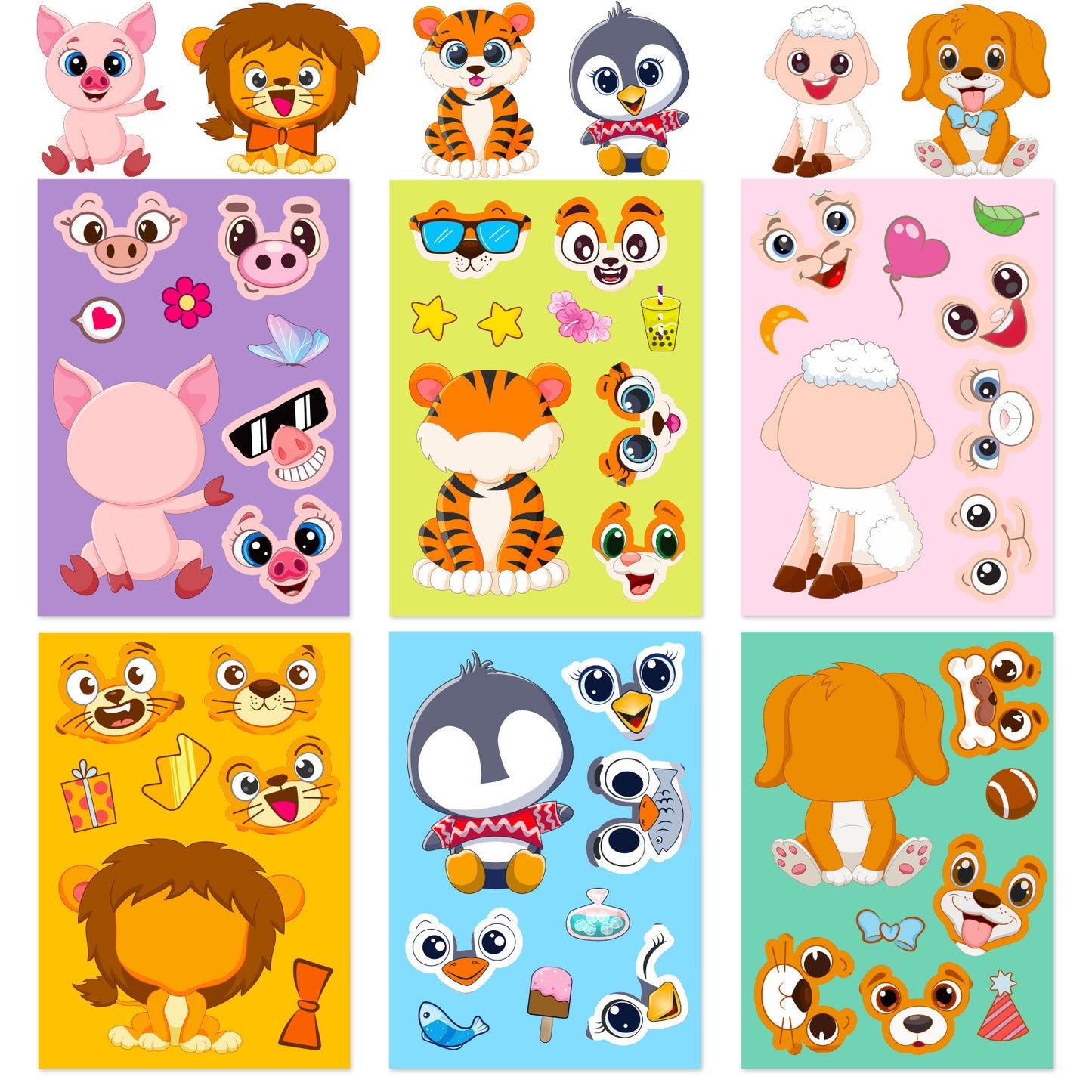 Cute Animal Make a Face Stickers DIY Animal Craft Kit For Toddlers