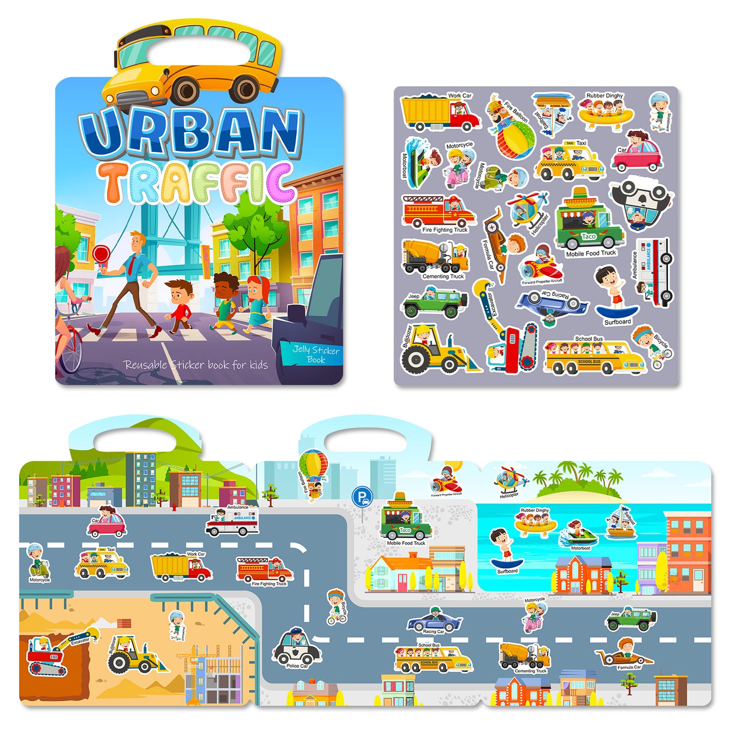 Kids Reusable Sticker Book Washable & Portable Activitiy Stickers