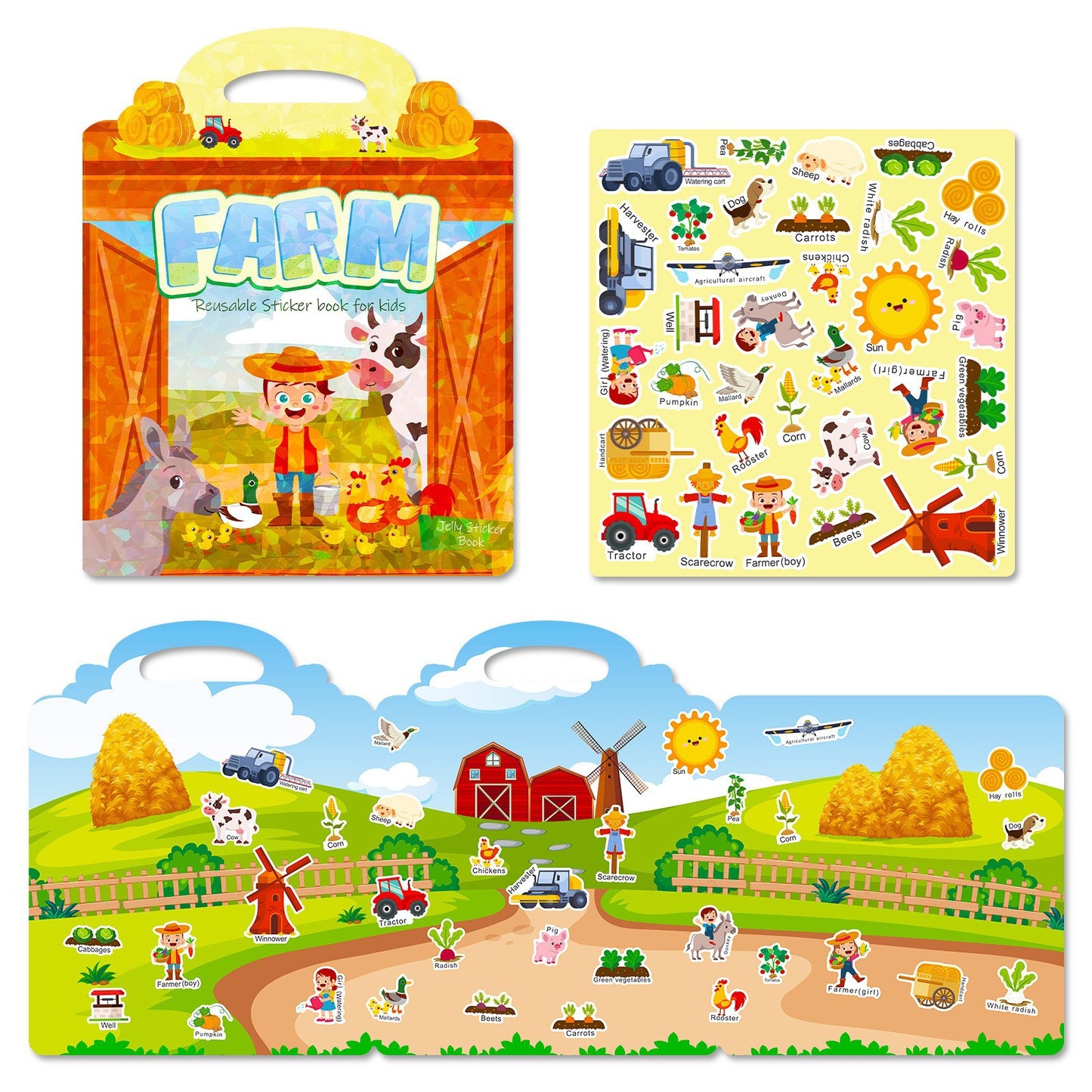 Kids Reusable Sticker Book Washable & Portable Activitiy Stickers