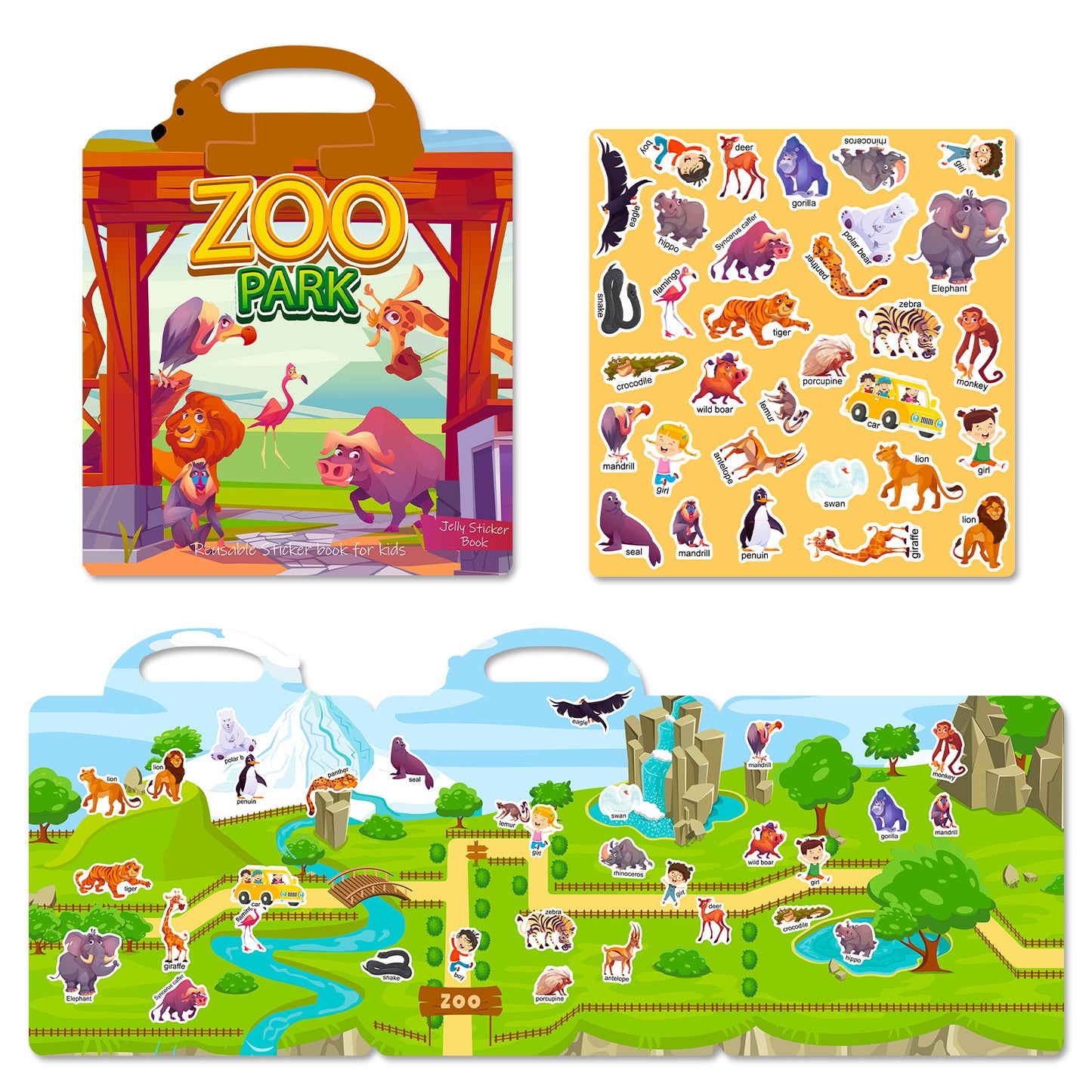 Kids Reusable Sticker Book Washable & Portable Activitiy Stickers