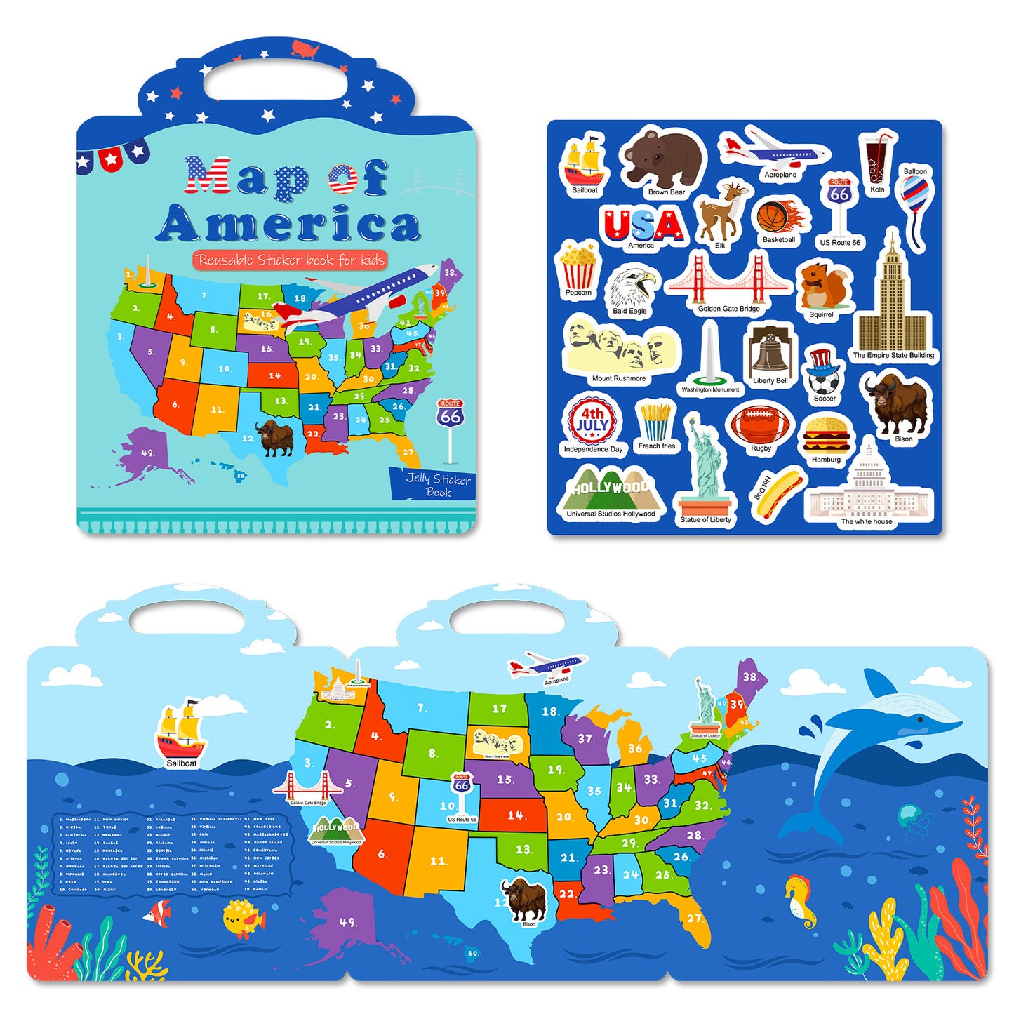 Kids Reusable Sticker Book Washable & Portable Activitiy Stickers