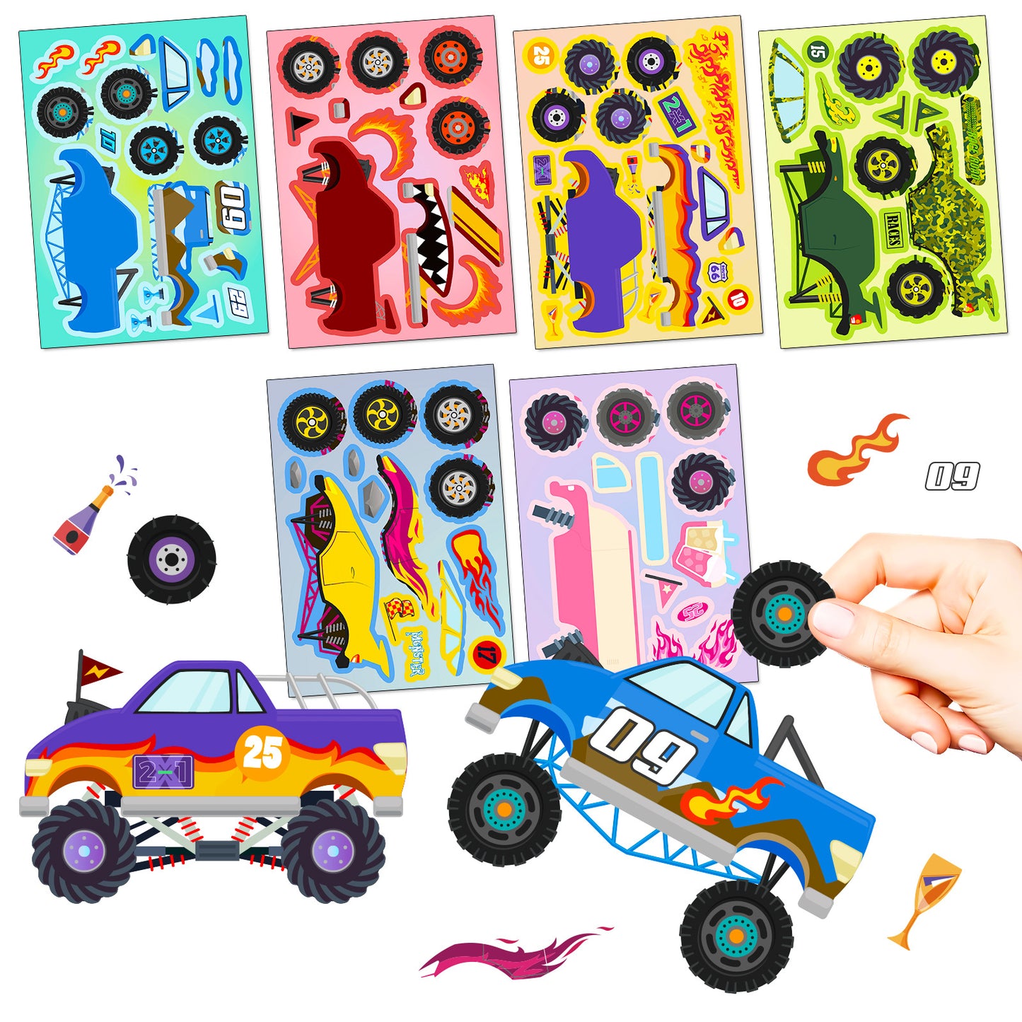 DIY Make Your Own Cars Stickers For Boys Mix & Match Vehicle Craft Stickers