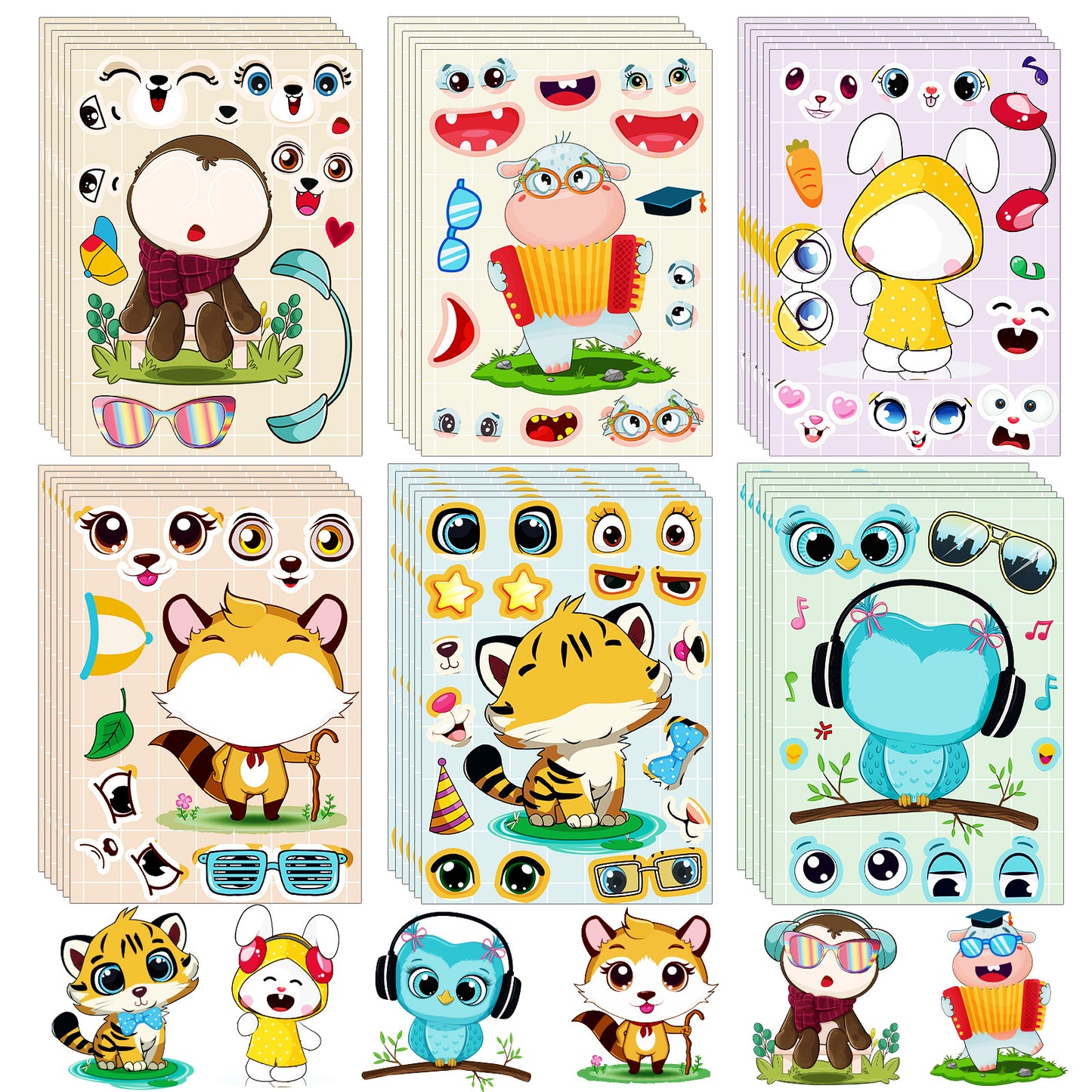 Cute Animal Make a Face Stickers DIY Animal Craft Kit For Toddlers